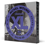 D'addario EXL115-3D 3pk Electric Guitar XL Blues/Jazz