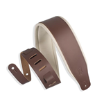 Levy's 3"Brown Top Grain Leather Guitar Strap with Cream Accent (M26PD-BRN/CRM)